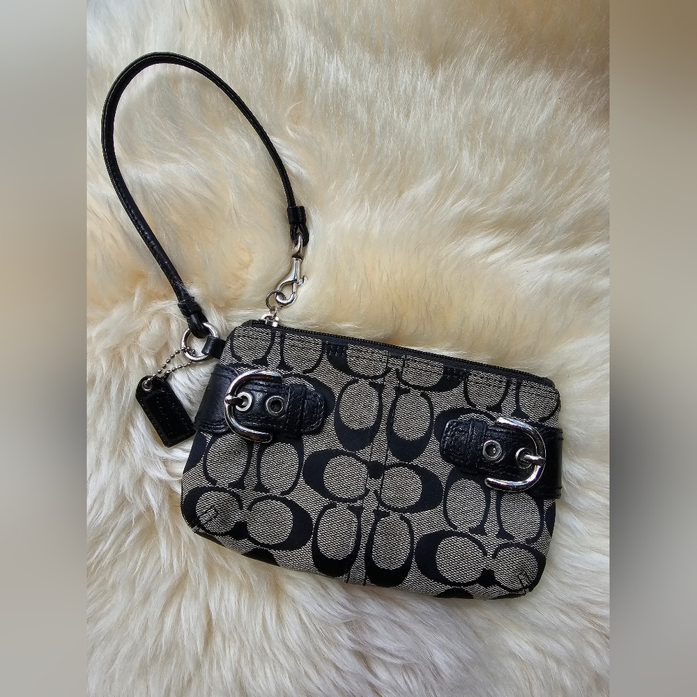 Coach Signature Monogram Wristlet Wallet